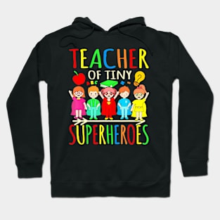 Teacher Of Tiny Superheroes First Day Back To School Graphic Hoodie